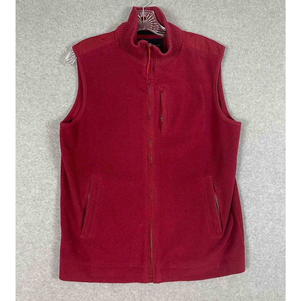 Banana Republic Fleece Vest Mens S Red Full Zip Performance Sports